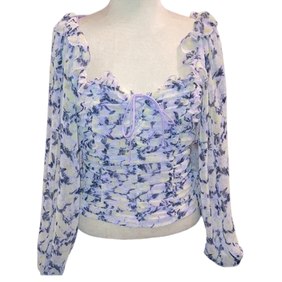 Free People Mabel lilac floral Printed Top sz S - Picture 7 of 10